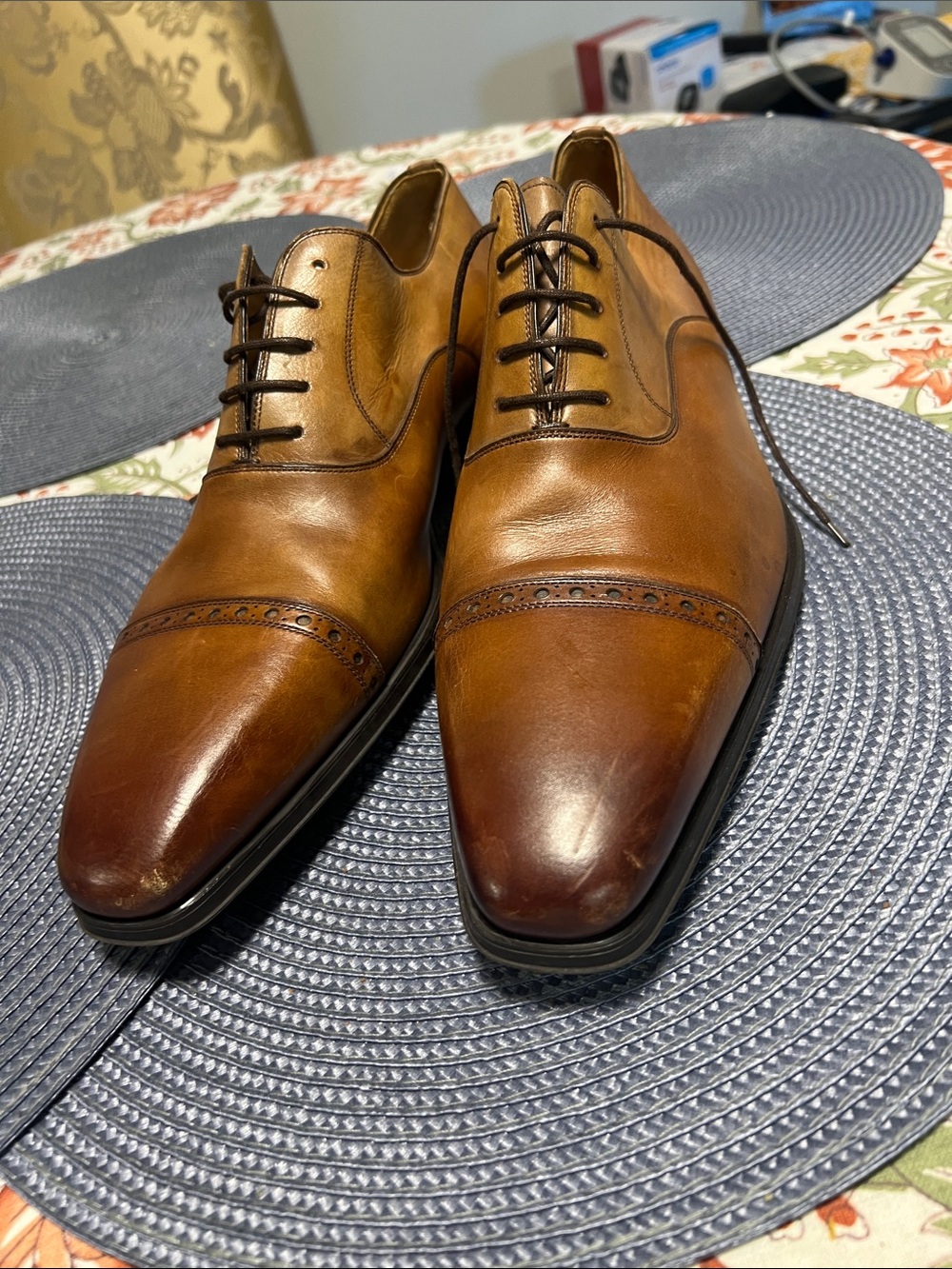Magnanni Tan/Brown Leather Cap-Toe Oxfords